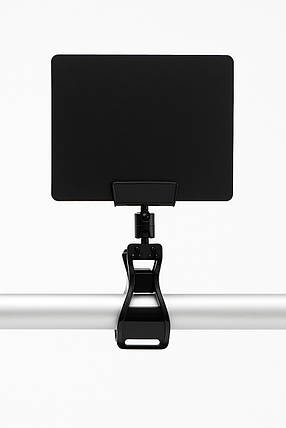 Цінникотримач з табличкою 5 шт. упаковка, А7 чорний 104*73 мм, Прищіпка з тримачем 50 мм та табличкою А7, фото 1