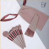 Набір пензлів для макіяжу в сумочці, 13 шт (бежевий колір), фото 2