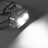 Налобний ліхтарик VIDEX VLF-H189 185м, IP55, змінний акумулятор, біле та червоне світло, 7 режимів, TYPE-C, фото 5