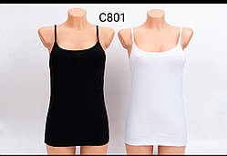 Жіноча майка на тонких брителях, котон. ALINA. колір білий .