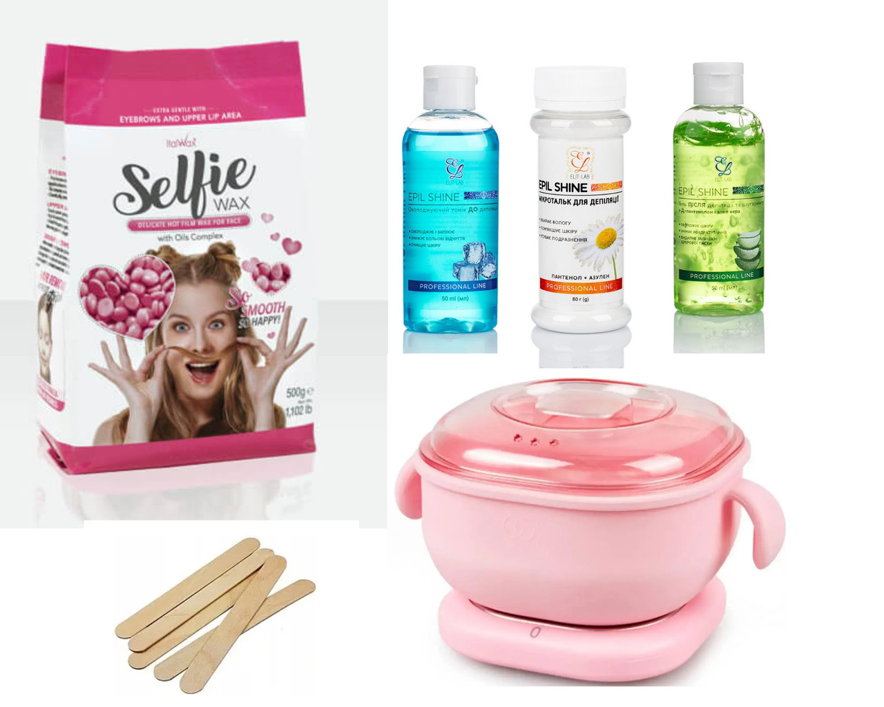 Стартовий набір для депіляції з силіконовим воскоплавом 400 мл pink, фото 1