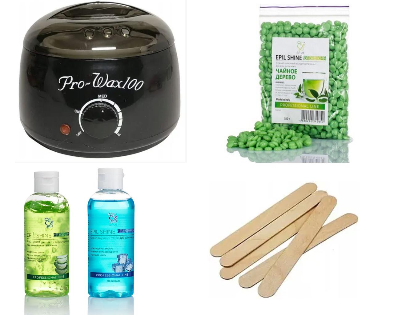 Набір для депіляції з воскоплавом Pro Wax 100 чорний з інструкцією, фото 1