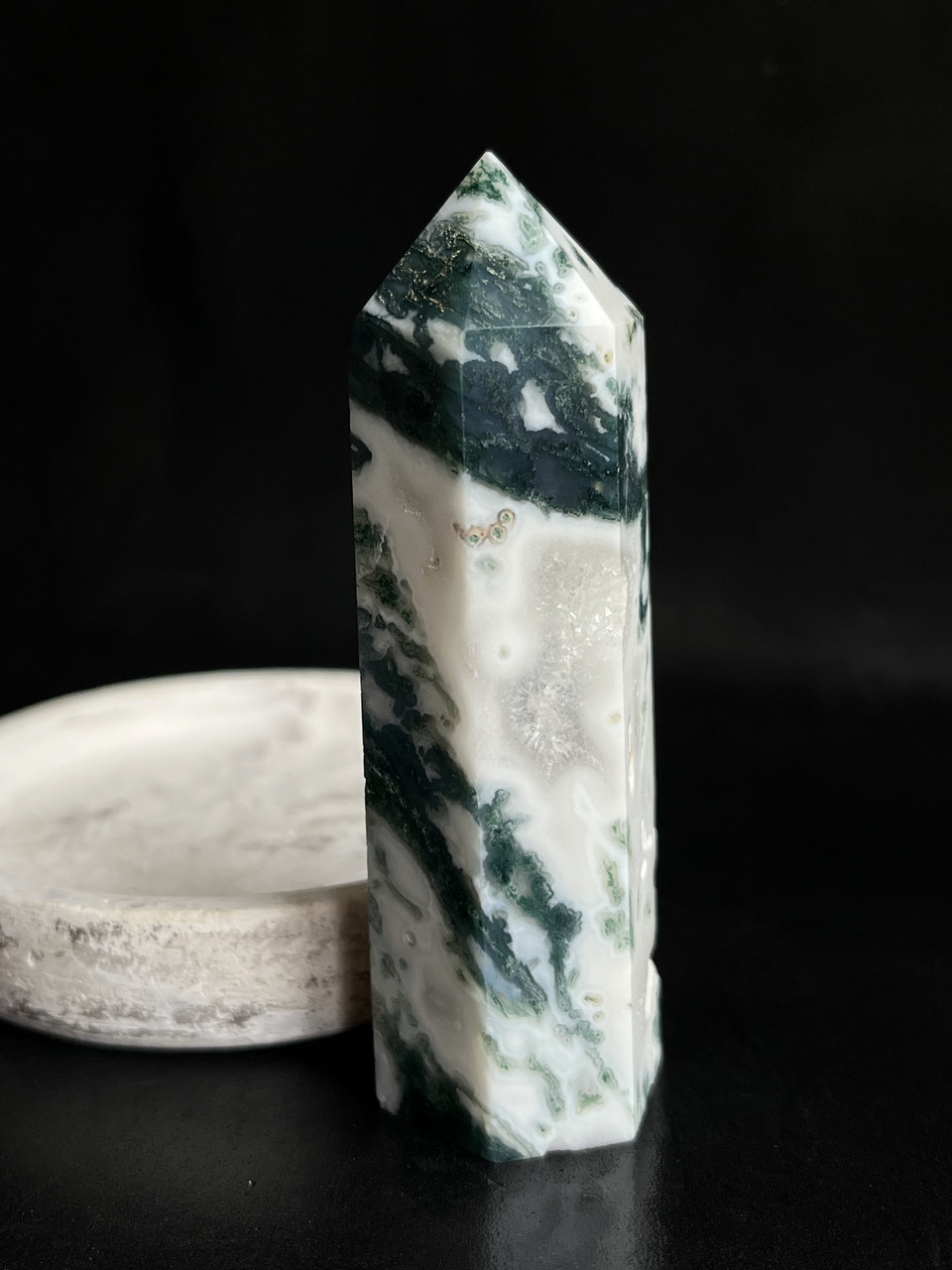 Моховий агат. Обеліск з натурального агату. Камінь моховий агат., фото 1