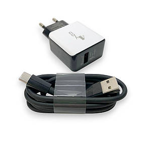 Зарядний пристрій 4you A40 (18W, QC3.0, 3A, 1USB) з кабелем Type C black/white