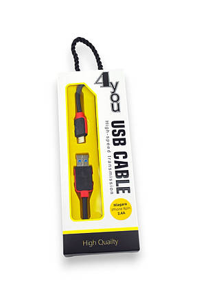 Кабель Usb Lightning 4you Niagara (2400mah, чорний, 1.2м), фото 2