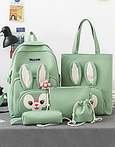 Модний набір 4в1 з вушками і мордочкою зайчика для школярки, фото 4