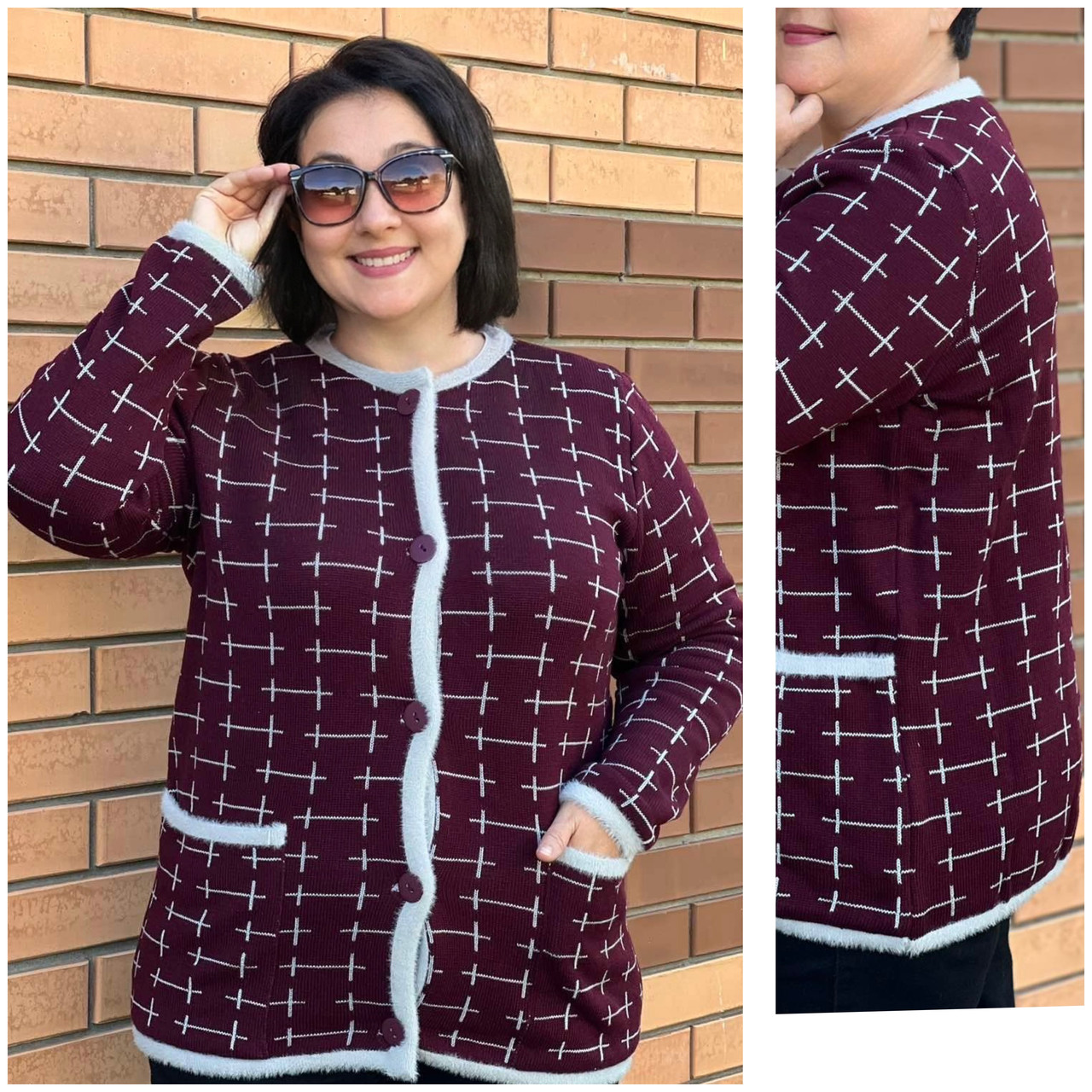 Жіноча кофта в'язана тепла великого розміру (з 52 по 62 розмір)