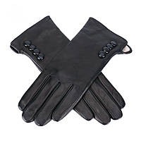 Рукавички жіночі чорні із натуральної шкіри. Перчатки із якісної м'якої шкіри. Натуральна вовняна підкладка