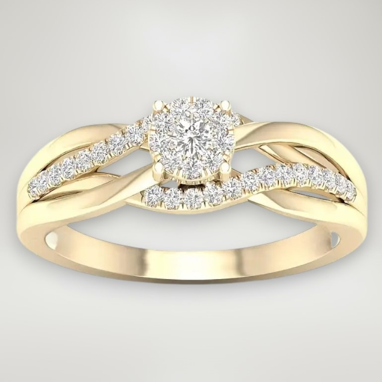 Кільце жіноче золотисте плетіння з білим цирконієм розмір 17 AurumLux004, фото 1