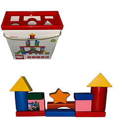 93-1227 Дерев'яний конструктор, 32 деталі, у коробці.