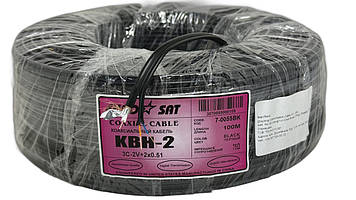 Кабель для відеоспостереження Eurosat RG59 + живлення 2+0,5, чорний, 100 м