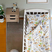 Комплект змінної постільної білизни в ліжечко дитячий Bimbo "Тварини" 90 х 110 см Ранфорс (94178)