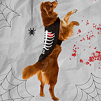 Накидка для собак і котів принт скелет XS розмір Хеллоуїн чорний