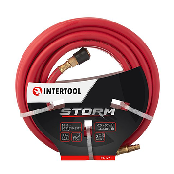 Професійний шланг гібридний  STORM INTERTOOL PT-1771 : 10м,  з латунними швидкороз'ємними з'єднаннями (PT-1771)