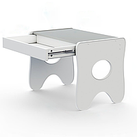 Зручний столик у дитячу кімнату 70×45×51, дитячий ігральний стіл із ящиком, білий з сірим