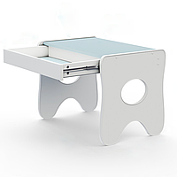 Зручний столик у дитячу кімнату 70×45×51, дитячий ігральний стіл із ящиком, білий з блакитним