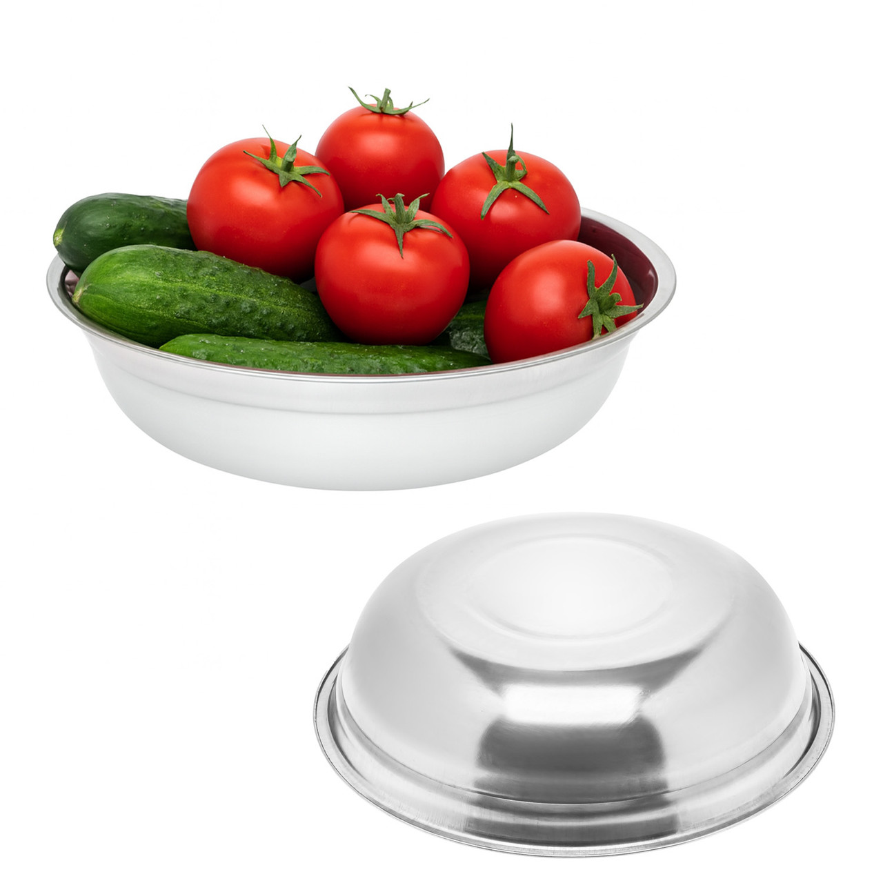 Миска кухонна з харчової нержавіючої сталі Ø 25 см H 6.5 см 2 л Interos, фото 1