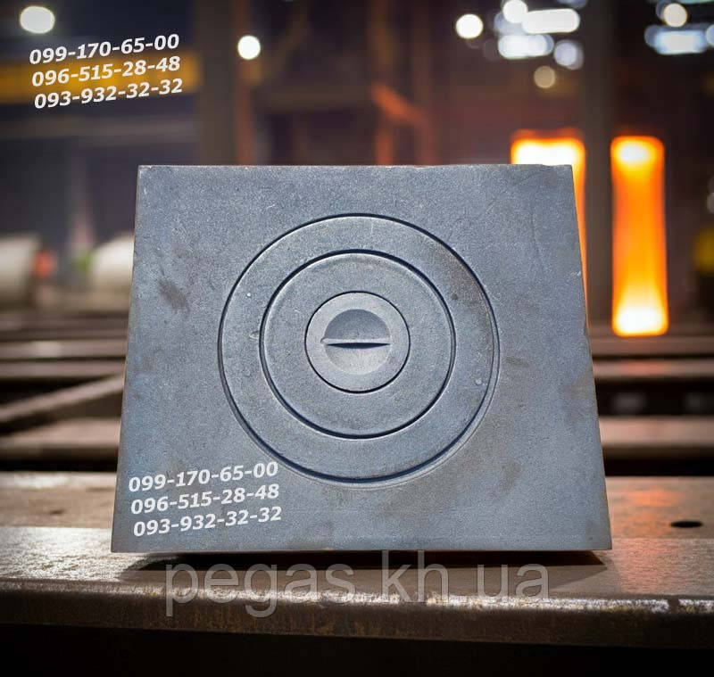 Плита чавунна пічна 41х35 см на грубу, піч, мангал, барбекю, комін, фото 1