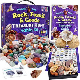 Науковий STEM набір Камені, скам'янілості і мінерали (більше 250 шт) від Dancing Bear