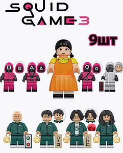 Дитячий конструктор Squid Game герої, набір фігурок персонажів Гра в кальмара Лого лялька сторожі гравці