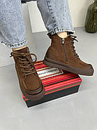 Жіночі демісезонні черевики MeegoComfort модель 2F967 Brown коричневі зі шнурівкою, фото 7