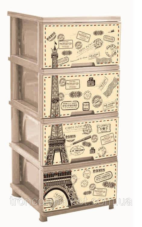 Комод на 4 ящика с декором "Париж" кремовый Алеана - фото 1 - id-p478895697