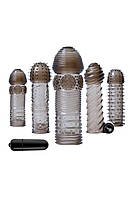 Набір насадок на пеніс Evolved Selopa з віброкулею, прозорі, 5 шт. kitty.in.ua