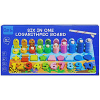 Деревʼяна іграшка арт. WD13009 (42шт)навчальна панель 6в1 в коробці 30*15 см