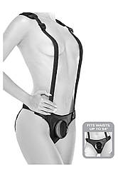 Трусики для страпону Pipedream Body Dock з підтяжками, чорні 18+