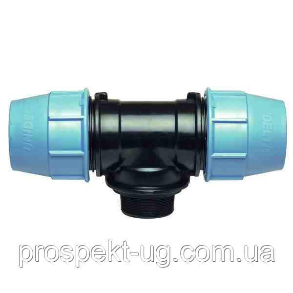 Трійник обжимний Ду75х2 1/2" зовнішня різьба ЗР Unidelta ПНД, фото 1