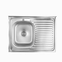 Кухонна мийка накладна Fornax 60х80х14 см (AISI 201) 0.4 мм Z6824R (фартух праворуч)