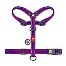 Шлея S 35-45 см 15 мм анатомічна H-подібна WAUDOG Nylon Mono з QR паспортом фіолетова для собак S, фото 2