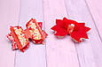 Бантики на гумці для волосся дитячі з екошкіри помаранчево-червоні 771, фото 2