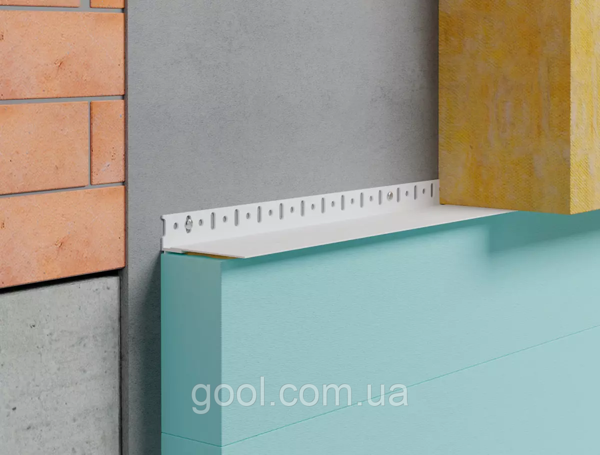 Цокольний пластиковий стартовий профіль фасадний ПВХ для пінопласту вати товщиною 100 мм та менше, фото 1