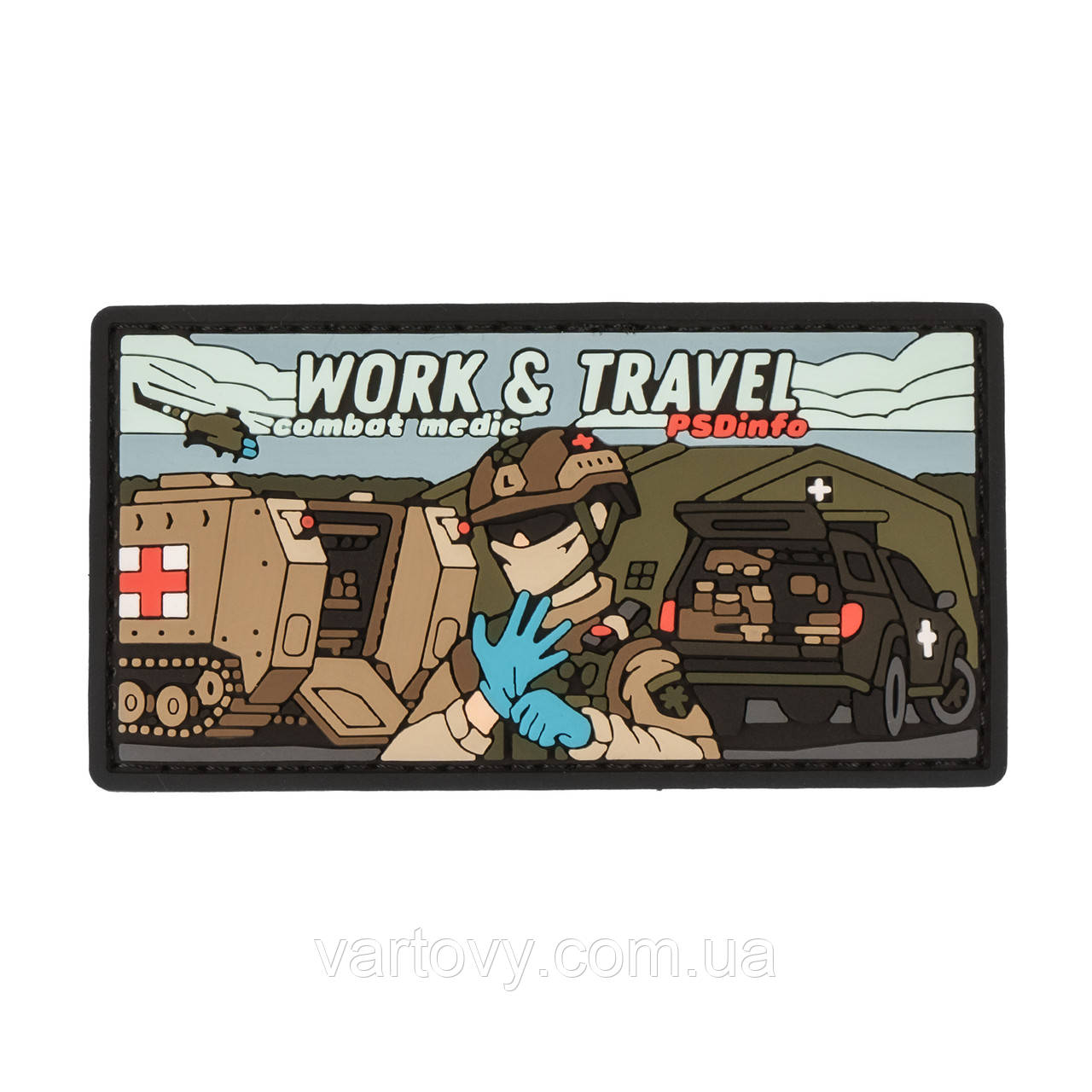 Патч PSDinfo «Work and Travel Combat Medic» ПВХ, Olive, Медик, ПВХ, Ні, фото 1