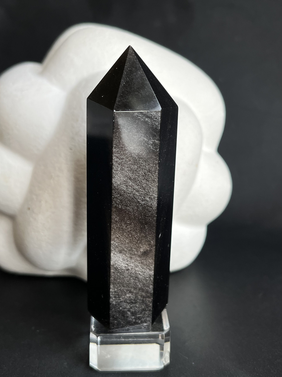 Обсидіан натуральний обеліск стела олівець кристал натурального обсидіану 81 мм., фото 1