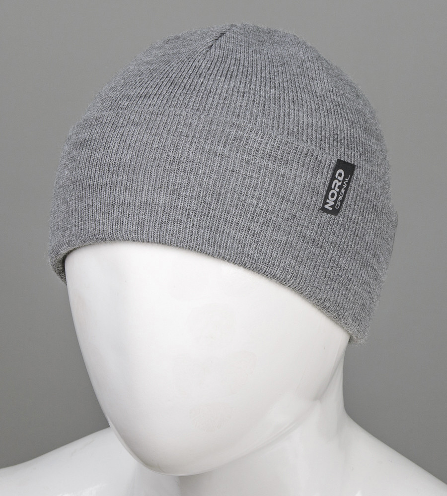 Подвійна вязана шапка з відворотом без підкладки Nord (22230), Cірий, фото 1