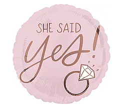 Фольгована кулька Anagram  коло Дівич-вечір  She said yes! Future Mrs (дві різні сторони) , 18" (45 см), фото 1
