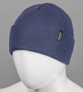 Подвійна вязана шапка з відворотом без підкладки Nord (22230), Сіро-синій
