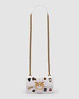 💎 Pinko Mini Love Bag One Simply With Enamel Pin White 21 х 12 х 7 см