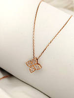 Золоте кольє конюшина з цирконієм