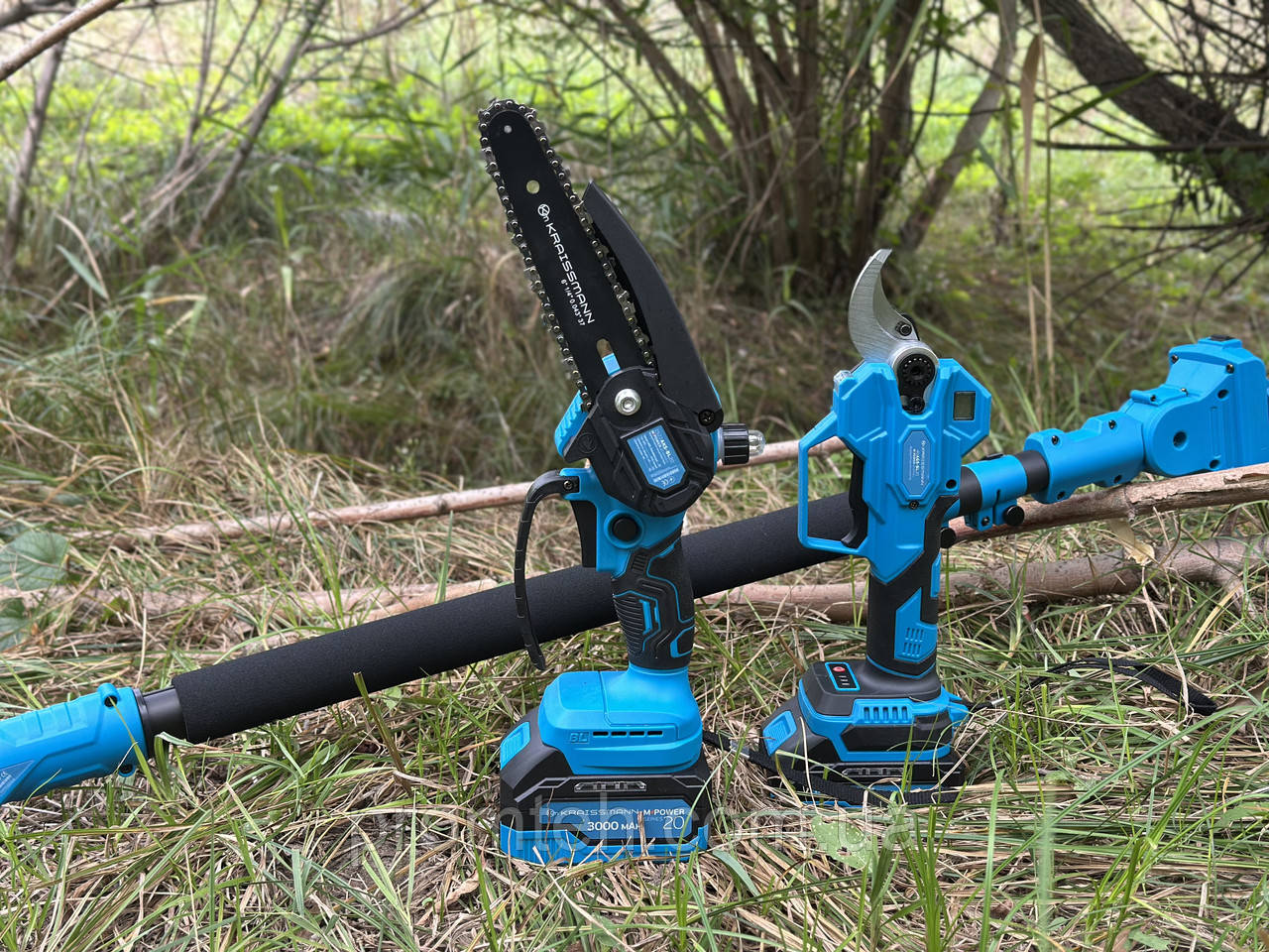 Секатор (40 мм), міні-пила, подовжувач (2 м) і акумулятор на 1500 і 3000 мАг KRAISSMANN 302 SAG 20 MP, фото 1