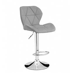 Високий барний стілець Старлайн Сірий для салону Візажне крісло з хромованою ніжкою