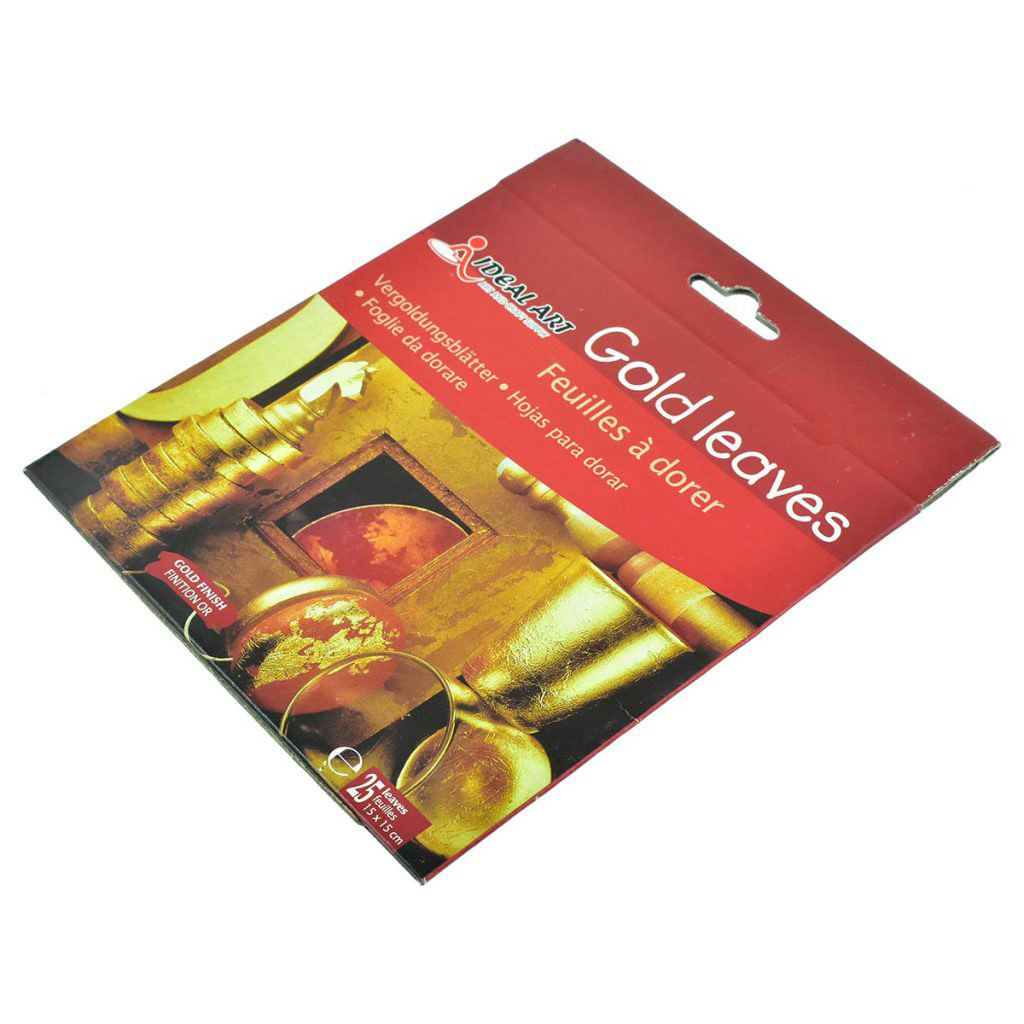 Поталь для декорування Ideal ART Gold набір 25 золотистих аркушів 14х14 см, фото 1