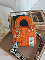 Сумка LADY DIOR міні широкий ремінь помаранчевий Є