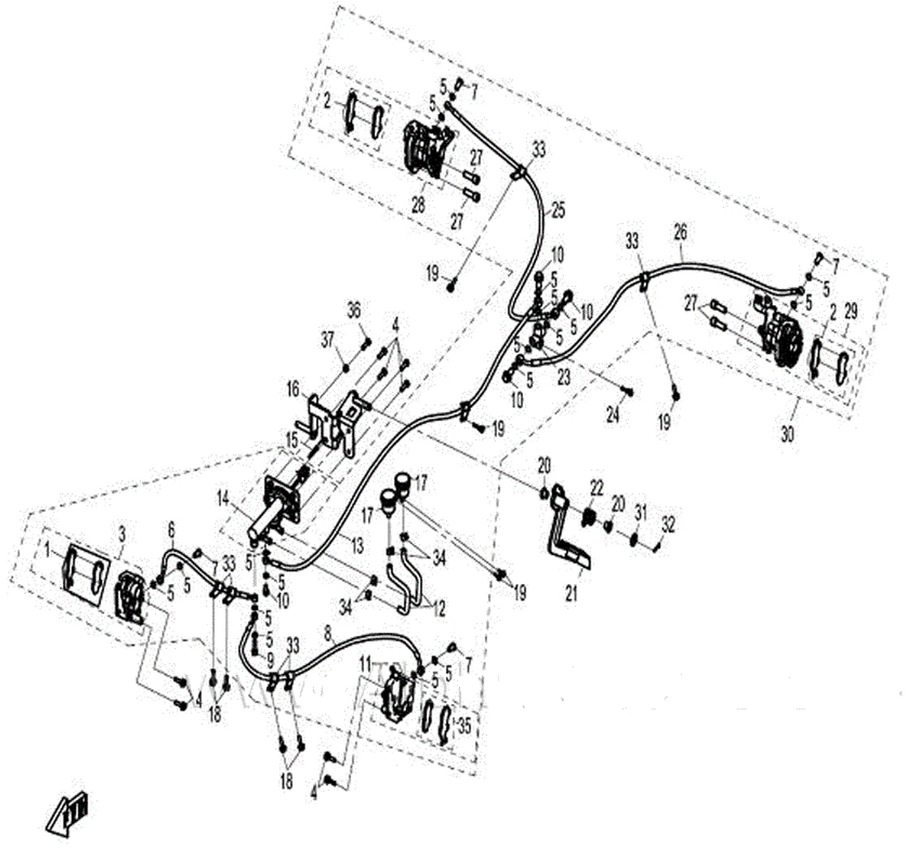 Ліве заднє ГІДРАВЛИЧНЕ ГАЛЬМО — CFMoto OEM — 4060-080600, фото 1