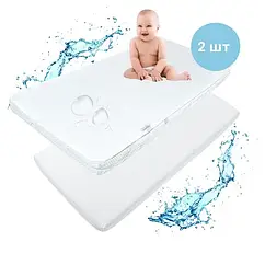 Дитячий наматрацник набір 2шт 60×120×15 см AquaStop водовідштовхуючий з бортиком та гумками для ліжечка