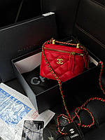 Chanel Classic Red Lambskin Pearl Crush Mini Vanity Case Коробка кришка - дно 11х10х7