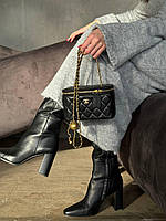 Chanel Classic Black Lambskin Pearl Crush Vanity Bag Black/Gold Гладка шкіра  [магнітна коробка] 17х11х8