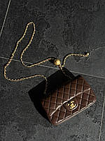 Chanel Classic 1.55 Small Single Flap in Brown/Gold Магнітна Коробка 20х12х6